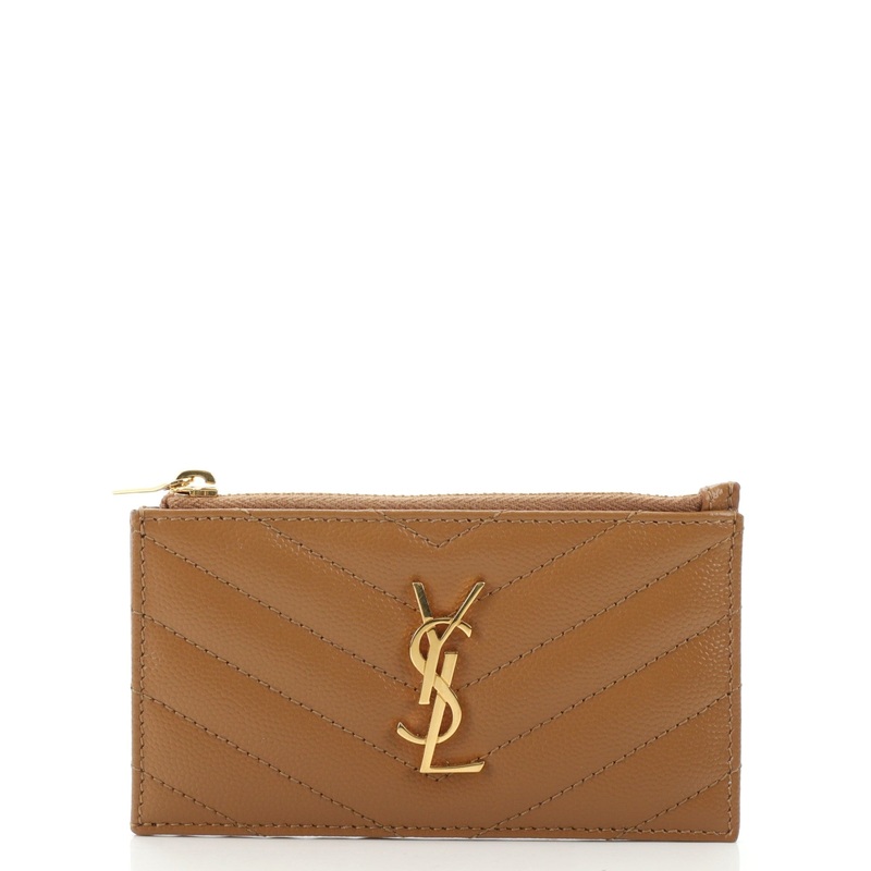Monogram Fragments Zip Card Holder Matelasse Chevron Leather S744816571853