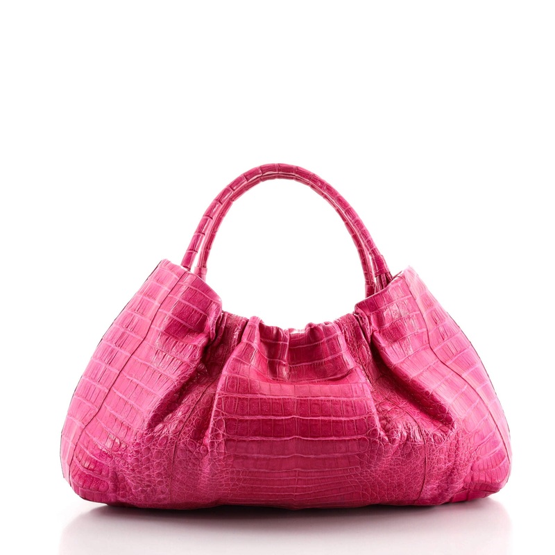 Open Tote Pleated Crocodile Medium