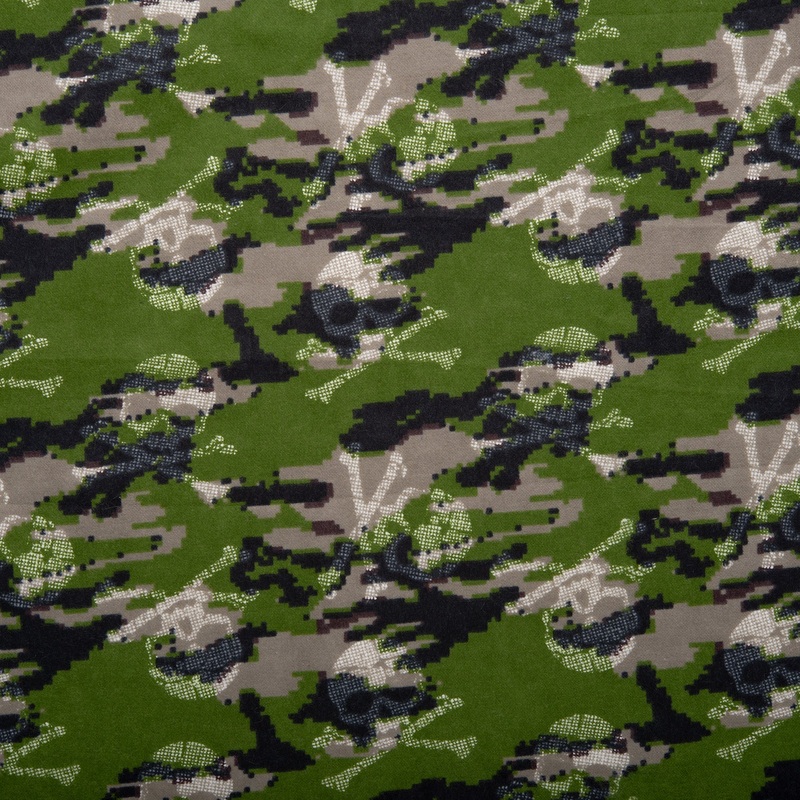 Printed Flannelette - CHARLIE - Skulls - Green